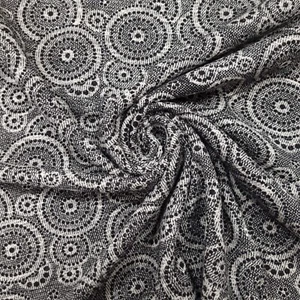 Jacquard Stoff mit Kreis Muster schwarz, Kleiderstoff, Meterware 0,5 m - Bild 1 von 5