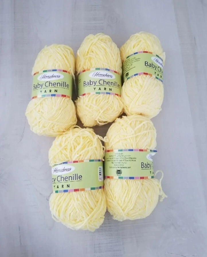 Herrschners Bebé Chenille Hilo Amarillo Claro Lote de 5 (140 yardas cada uno) 100% Acrílico Foto 1 de 4