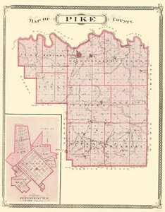 Historic County Map - Pike County Indiana - Baskin 1876 - 23 x 29.48 - Picture 1 of 20