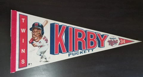 MLB Minnesota TWINS Baseball Kirby Puckett -Salem Screenprinters- VTG Pennant Cover