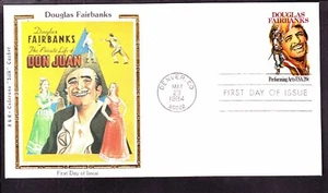US 2088 20c Douglas Fairbanks First Day Cover w/ Colorano "Silk" Cachet - Picture 1 of 1