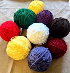 Lote de 1 libra de hilo acrílico peinado colores mezclados 9 x 2 oz bolas restos chatarra #8 - Imagen 1 de 6