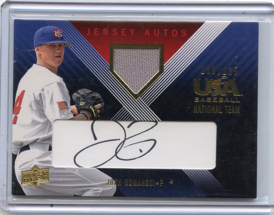 2008 UPPER DECK #JRE19 JOSH ROMANSKI ROOKIE RC AUTOGRAPH JERSEY #108/195 -USA - Image 1 of 1