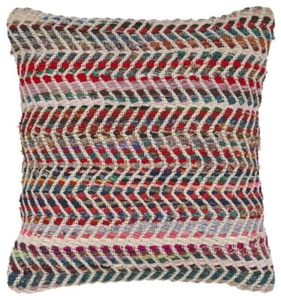 18 X 18 Blue and Red Chevron Cotton Blend Zippered Pillow - Picture 1 of 1