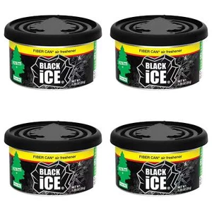 4 x Little Trees Black Ice Fibre Can Air Freshener - Car Home Office - Picture 1 of 1