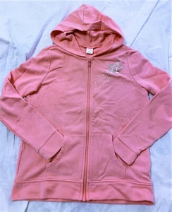 GYMBOREE XL 14 METALLIC SHOOTING STAR PEACH COLORED FULL ZIP HOODIE TOP JACKET - Picture 1 of 4