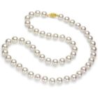 Pearl Necklace 14K Yellow Gold 7.5-8Mm White Japanese Saltwater Akoya