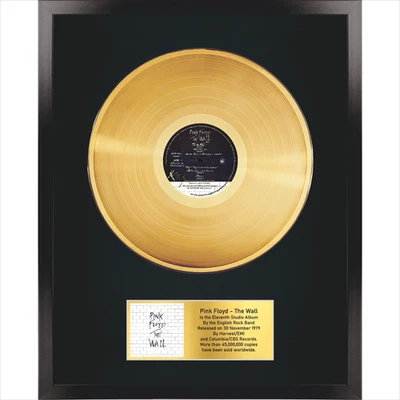 Pink Floyd – The Wall / LP Gold 12" / Souvenir in black frame / Rock Memorabilia - Image 1 of 4