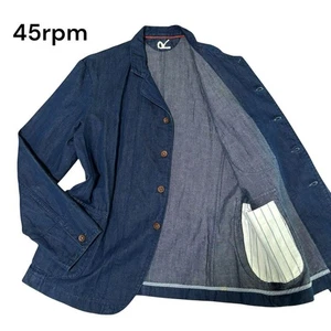 45rpm tailored jacket denim indigo linen blue size 4 - Picture 1 of 12