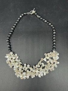 Dallas Prince Sterling Silver Freshwater Keshi Pearls Faceted Bead Necklace 20” - Picture 1 of 11