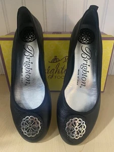 Authentic Brighton Aleta Black Leather Shoe Size 7.5 Brand New Retail $220 NIB - Picture 1 of 8