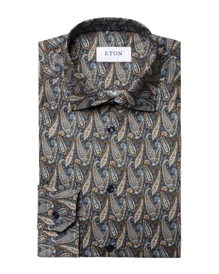 NWT ETON DRESS SHIRT signature blue paisley luxury Sweden 41 16 slim - Image 1 of 3