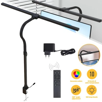 LED Schreibtischlampe Doppelkopf Tischlampe Dimmbar Leselampe Büroleuchte Lampe - Bild 1 von 4