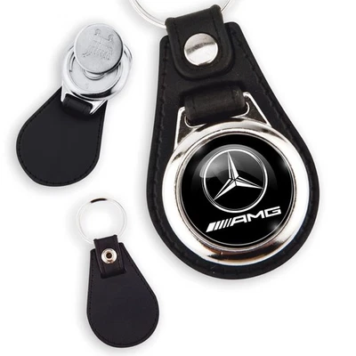 Porte-clés en simili cuir synthétique Mercedes AMG  avec jeton de caddie - Photo 1/4