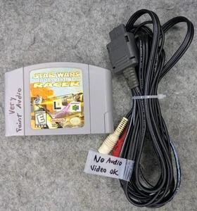 Nintendo 64 OEM AV Cable + Star Wars Episode I Racer Game Lot Defective Parts - Picture 1 of 11