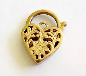 Vintage 14k Yellow Gold Heart Lock/Charm/Drop - Picture 1 of 5