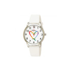 Children's Multicolour 36mm Silicone White Heart Dial Red Hand Watch Ravel