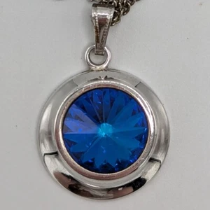 Sarah Coventry flüssige Lichter blau Rivoli Strass Modernist Anhänger Halskette - Bild 1 von 15