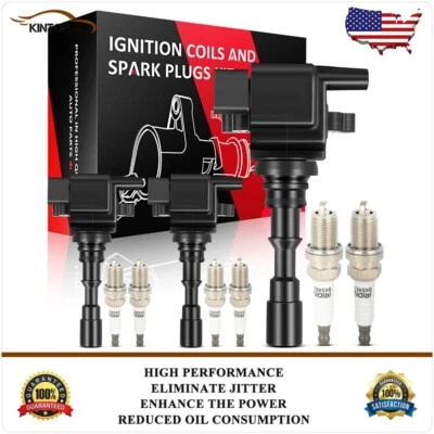Fits 2003 2004 2005 Kia Sorento V6 3.5L 3 Ignition Coil & 6 Spark Plug Kits - Image 1 of 4
