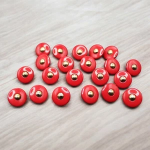 Vintage 21 Red Gold Center Round Plastic Shank Buttons 17.73mm - Picture 1 of 5