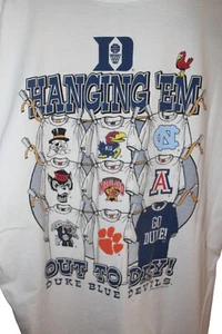 Vtg 90's Duke Blue Devils Tshirt 1997 Hangin Them Out To Dry Xl Basketball - Picture 1 of 3