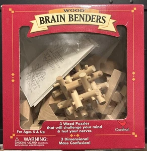 Vintage 2003- Cardinal Wood Brain Benders 3-3D Puzzles Item - Picture 1 of 2