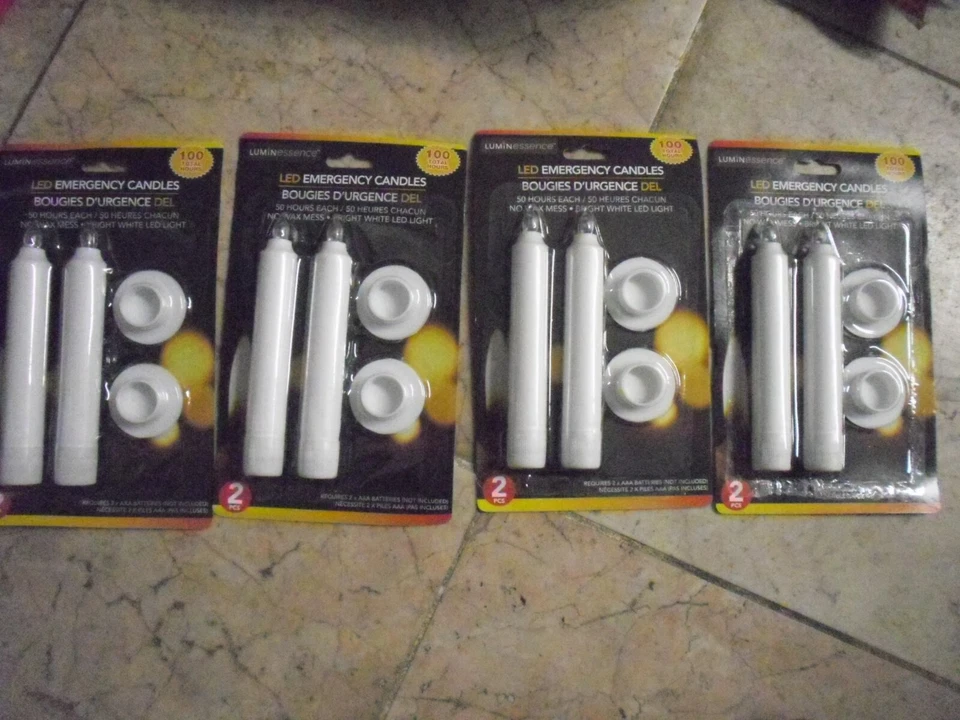 4 x2pk LED CANDLE 5in White Flameless EMERGENCY STORM HURRICANE BATTERY POWERED  - Image 1 of 1
