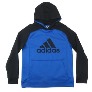 Adidas Hoodie Youth XL 18/20 Blue Black Pullover Sweatshirt Embroidered Logo - Picture 1 of 9
