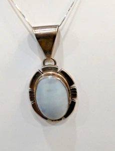 Zuni Pendant by Sensa Eustace Mother of Pearl and Sterling 2 1/8" on 18" chain - Picture 1 of 8