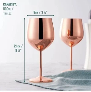 Oak & Steel Elegant Stainless Steel Wine Glass - Rose Gold Wine - Picture 1 of 7