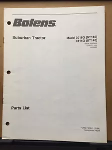 Catalogue liste de pièces Bolens ~ Tracteur modèle 3010G ST180 3114G ST140 - Photo 1/2