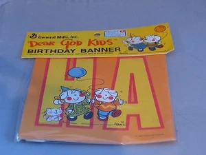 Banner de cumpleaños de fiesta de General Mills Dear God Kids - Annie - 1983 - Imagen 1 de 4
