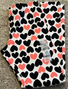 CARTER'S Big Girls White Leggings Pant w/ Black and Hot Pink Hearts NWT Size 14 - Picture 1 of 4