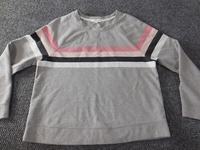 beach lunch lounge Womens Sweater Medium Gray Crewneck pullover striped - Image 1 of 4