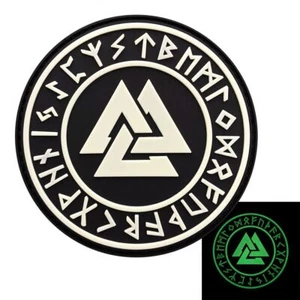 Valknut Odin Viking Symbol Patch (Glow Dark-HOOK-3D PVC Rubber-PVV1) - Picture 1 of 1