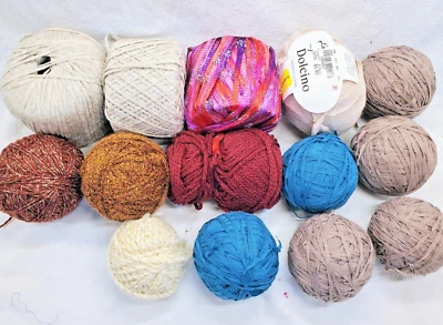 Lot Novelty Yarn Mixed Specialty Metallic Acrylic & Ribbon Mixed Fiber Bundle - Image 1 of 4