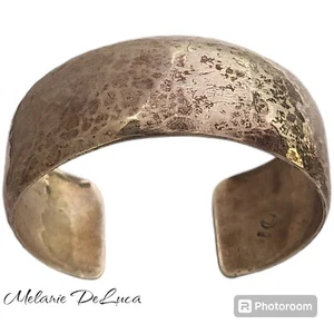 Rare MELANIE De LUCA Sterling Silver Hammered Cuff Bracelet - Picture 1 of 8