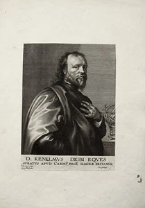 Kupferstich D. Kenelmus Digbi Eques Vorst Nach van Dyck 1646 - Picture 1 of 5
