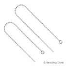 925 Sterling Silver 8cm Or 10cm Ear Threads Threaders Ball Bead Chain Open Ring