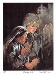 Princess Diana & Mother Teresa 8X10 lithograph by artist Robert Stephen Simon - Picture 1 of 3