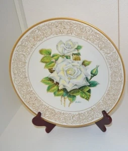 White Masterpiece Rose Plate From 1st Ltd. Edition Boehm Rose Plate Collection - Picture 1 of 3