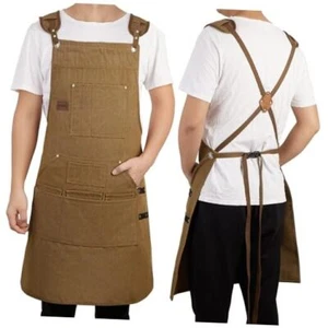 Wood Work Aprons for Men, Heavey Duty Cotton Canvas Multifunction Apron With - Picture 1 of 8