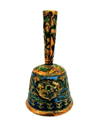 Antique Chinese Enamel Bell with Waterlilies & Bats  - Image 1 of 4