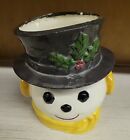 Vtg Ardco Xmas Frosty The Snowman Head Vase Planter Candy Dish 6"