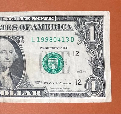 1998 April 13 (L 19980413 D) Birthday Note $1 One Dollar Bill - Image 1 of 3