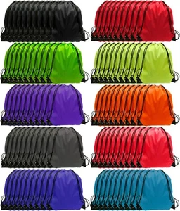 Lightweight 100 Pcs Cinch Bags - Drawstring Backpacks in 10 Colors - Picture 1 of 8
