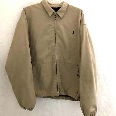 Chaqueta de bombardero Polo Ralph Lauren para hombre grande caqui cremallera completa forro de franela Foto 1 de 4