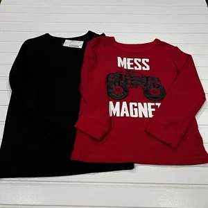 CHILDREN’S PLACE Boy’s Truck Long Sleeve Graphic Shirt Size 5T Black Red - Picture 1 of 8