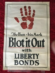 "The Hun-His Mark-Blot It Out" 2nd Liberty Bond Orig. Plakat 1. Weltkrieg CC Beale 1917 - Bild 1 von 12
