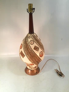 Outstanding Mid Century Signed Ceramic And Teak Lamp, Olo Wallis - Picture 1 of 5